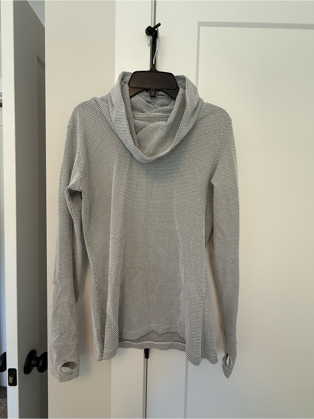 Cowl Neck Long Sleeve Top in Light Gray by